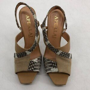 Aperlai Paris python suede nude tan  sling back high heels 39